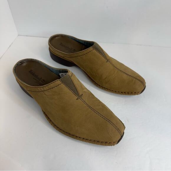 Timberland Comforia Suede Leather Mules Clogs Women's Size 6.5 tan - Picture 9 of 9